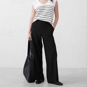 Banana Republic Black Hayden Wide-Leg Trousers Pant Petite 4